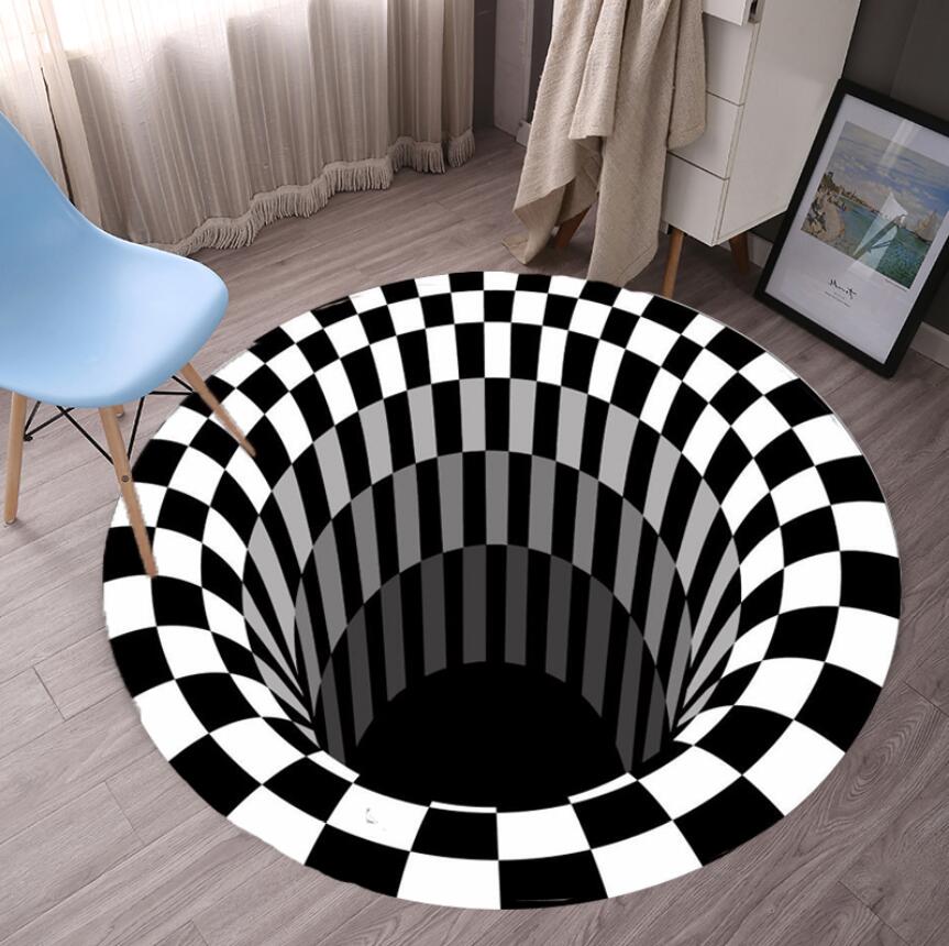 Commercial Fabric Printing - Tapete geométrico para quarto, preto e