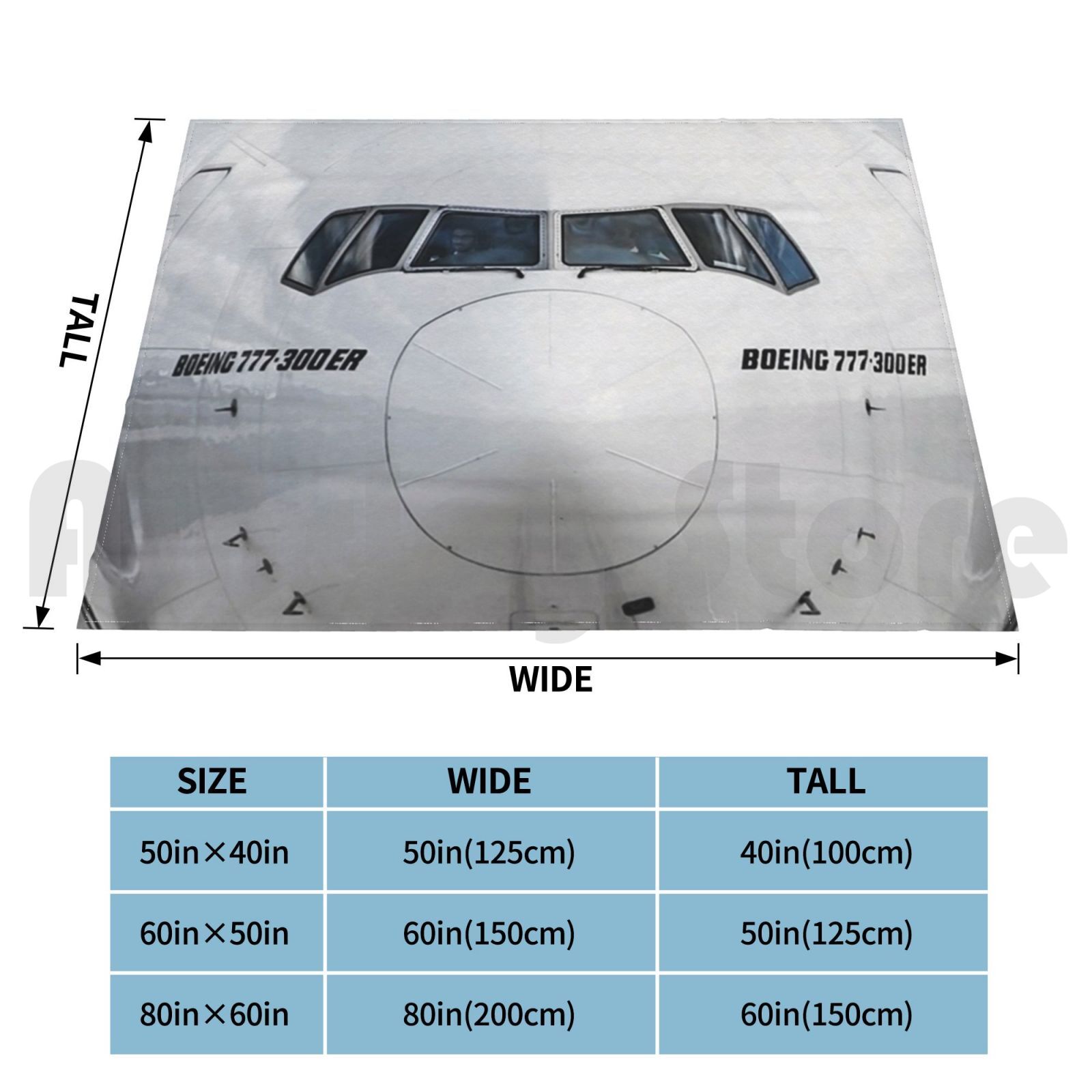 Boeing 777 Nose View Cobertor  - Commercial Fabric Printing avaliação e preço